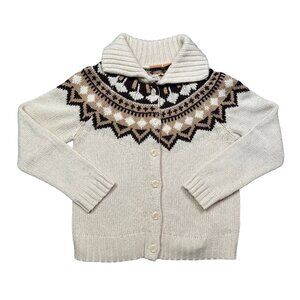 NorthCrest Wool Blend Nordic Fair Isle Brown Cottagecore Wool Mix Sweater Large